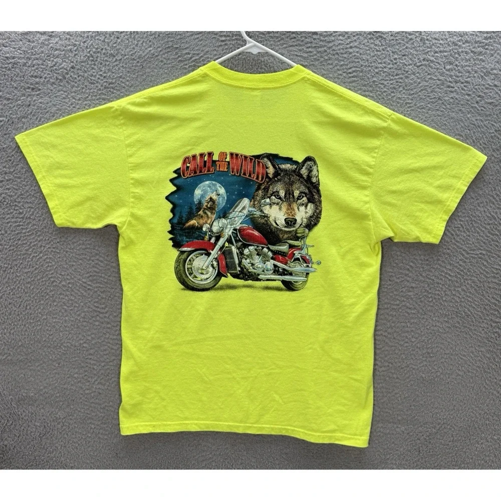 Harley Davidson‎ Shirt Adult Large Yellow Motorcycle Biker Grunge Nature Y2K